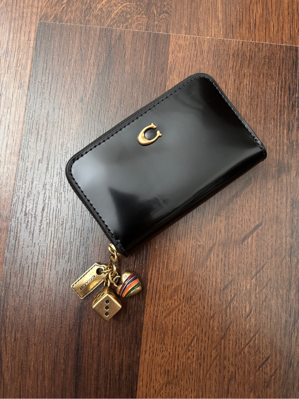 Coach Spazzolato Essential Zip Around Wallet With Charms 🖤
